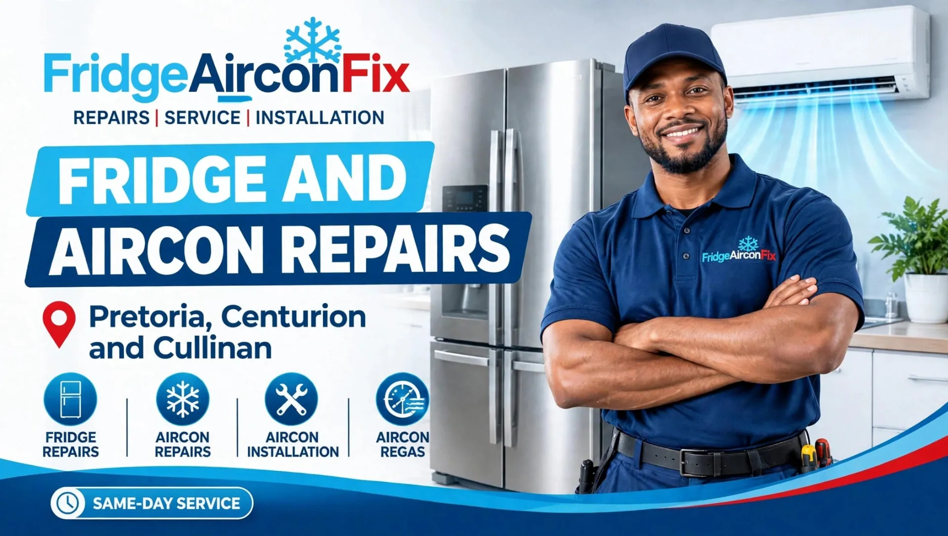 Fridge and aircon repairs Pretoria Centurion Cullinan same day service